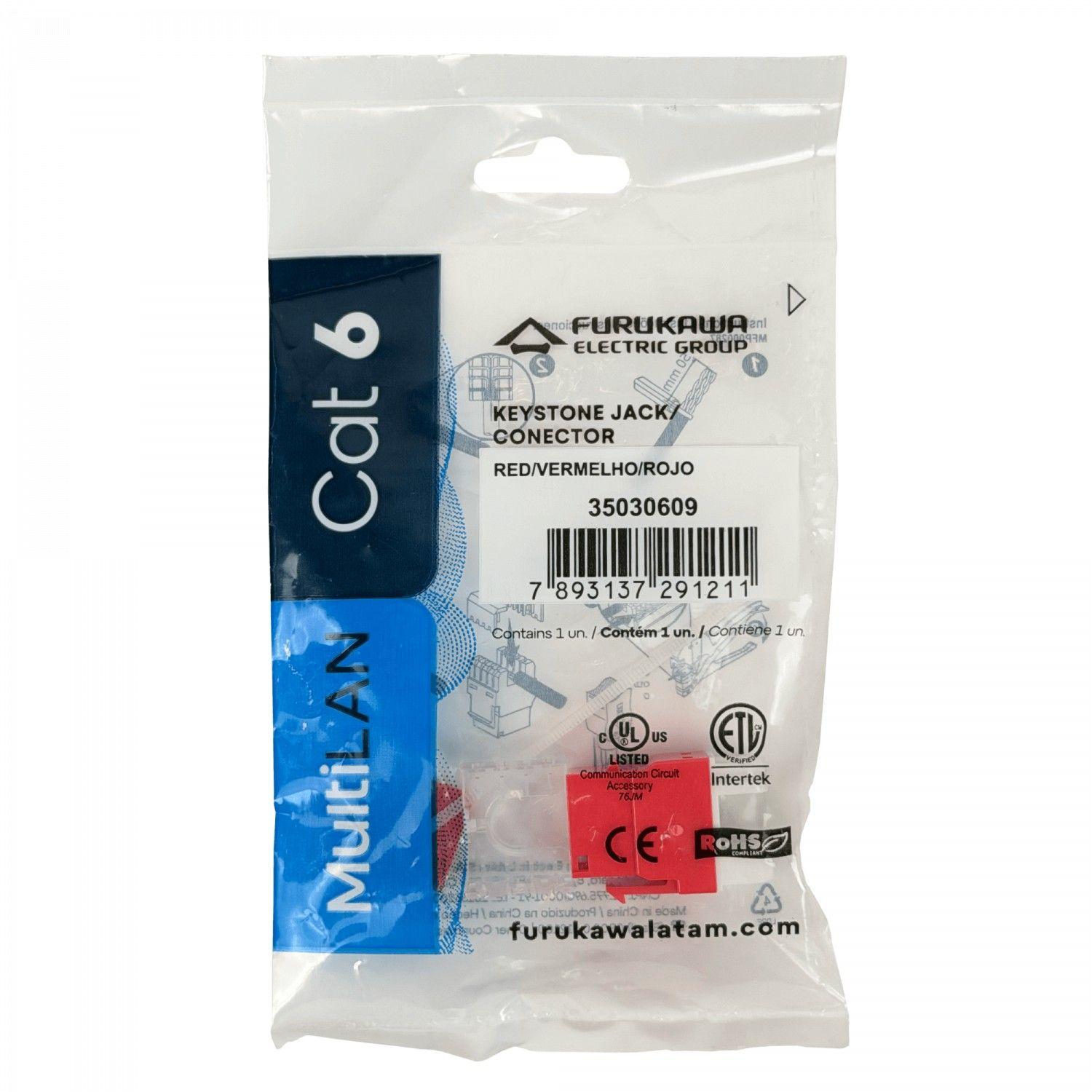 Conector hembra Furukawa Cat6 UTP Punch Keystone rojo-4