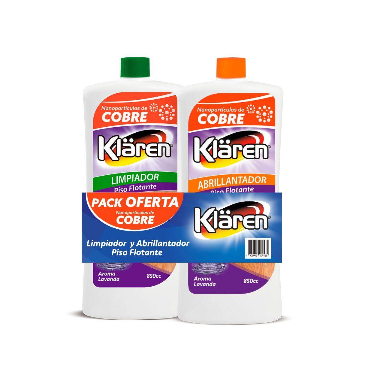 Pack de limpieza Klären 850+850 ml con abrillantador y trapero-1
