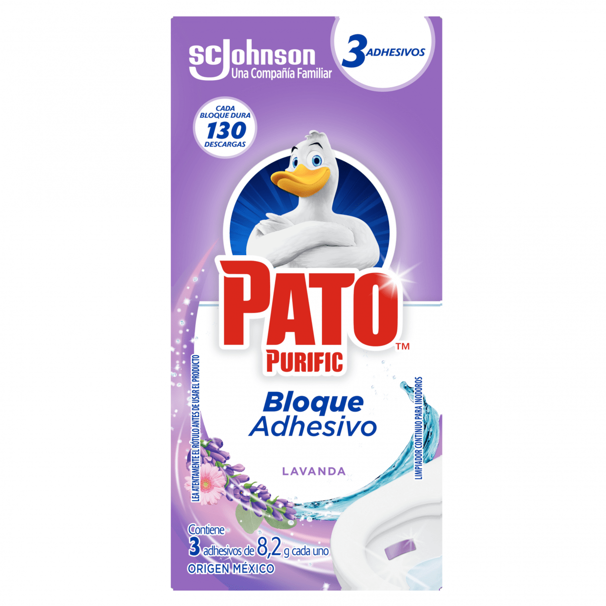 Pastilla W.C Pato Purific adhesiva 8,2 g 3 unidades lavanda-1