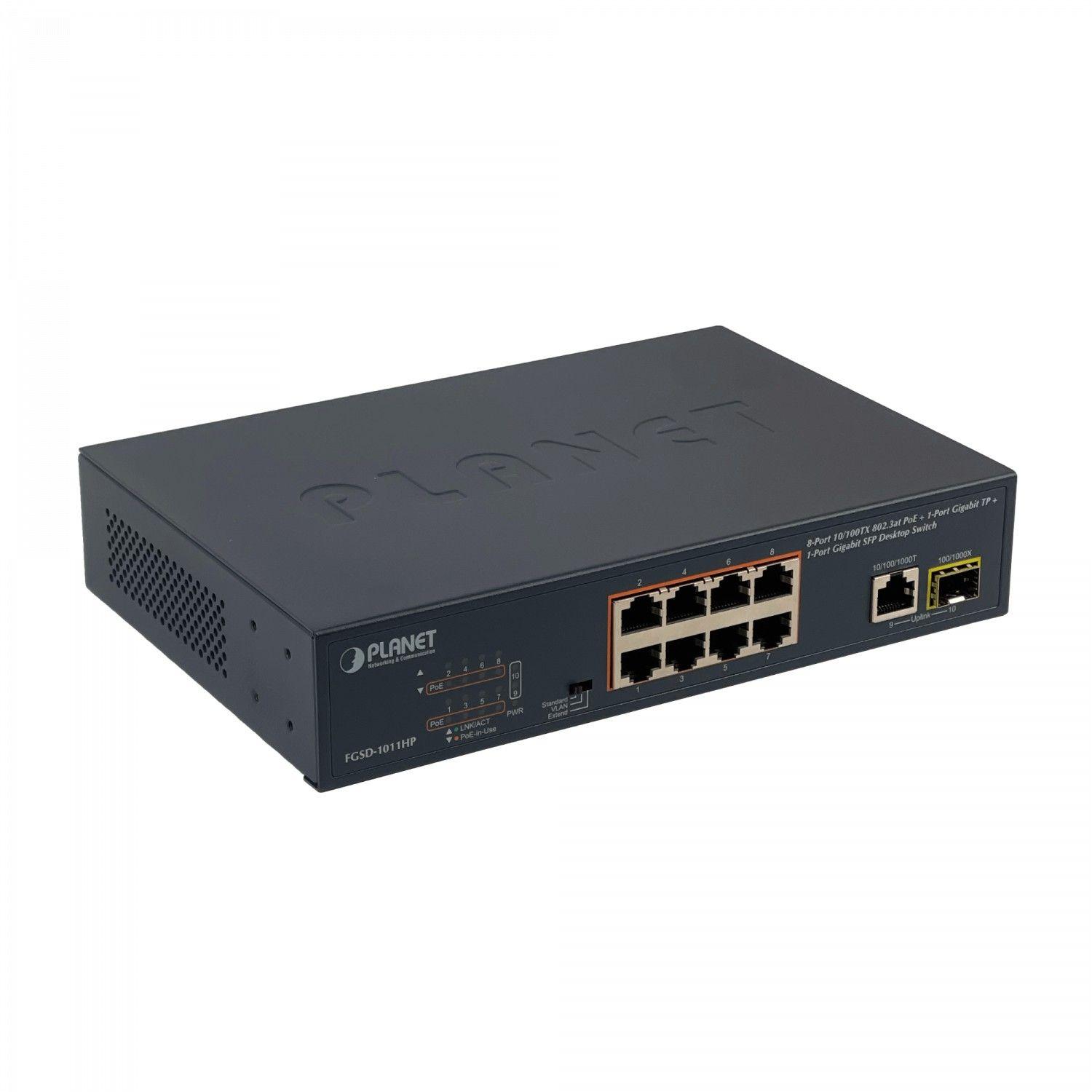 Switch Planet 8-100 PoE+ 120 W con 1 SFP-1