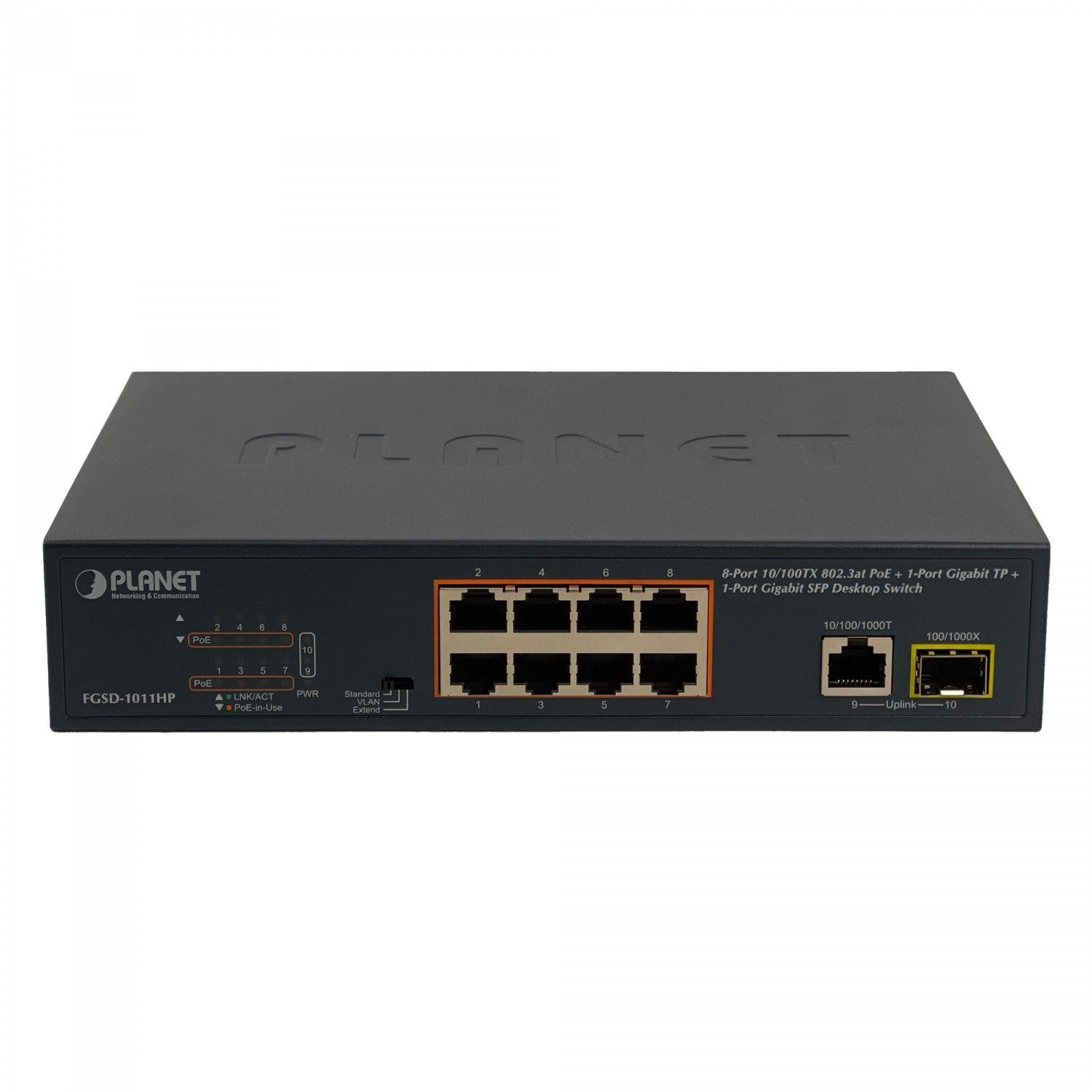 Switch Planet 8-100 PoE+ 120 W con 1 SFP-3