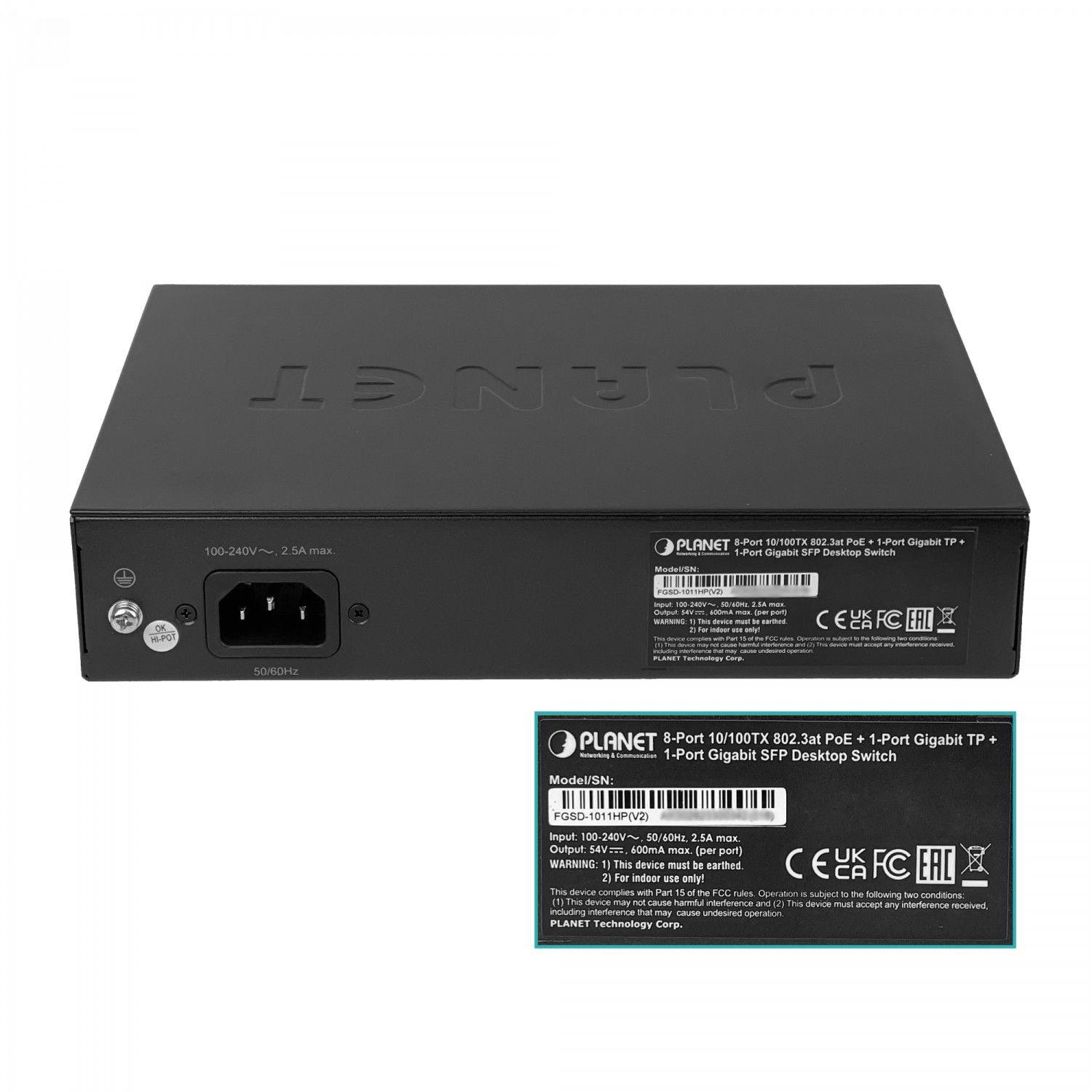 Switch Planet 8-100 PoE+ 120 W con 1 SFP-5