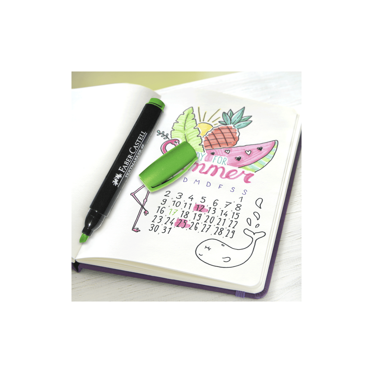 Destacador Faber-Castell Texmarket 49 punta biselada verde-2