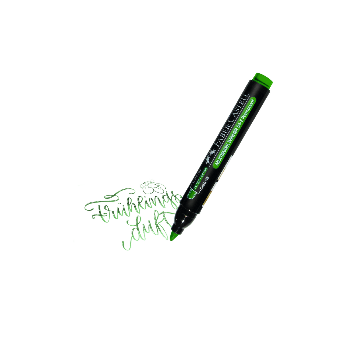 Marcador permanente Faber Castell 54 punta biselada verde-2