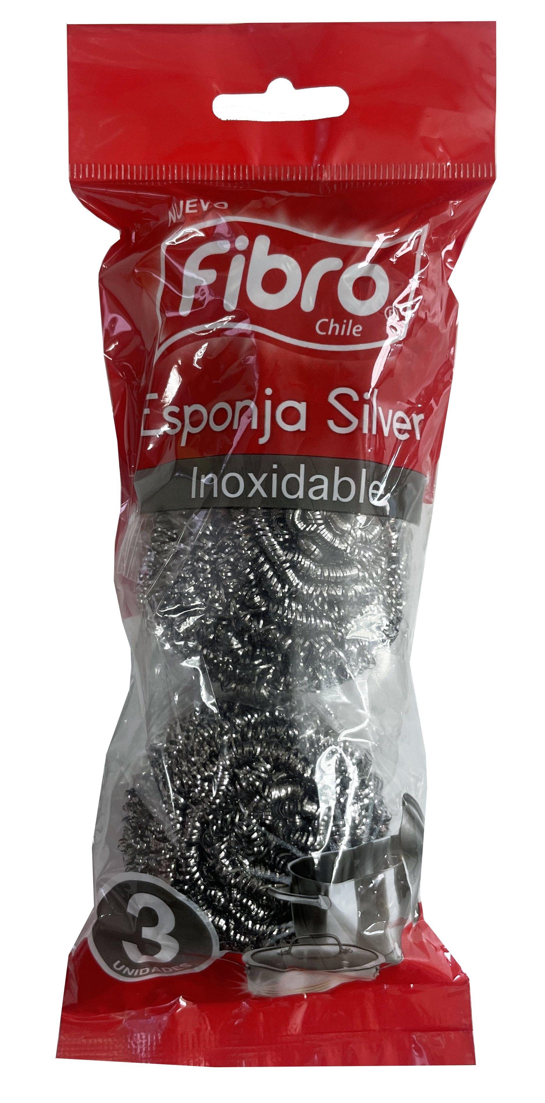 Esponja de olla Fibro Silver inoxidable 3 unidades-0
