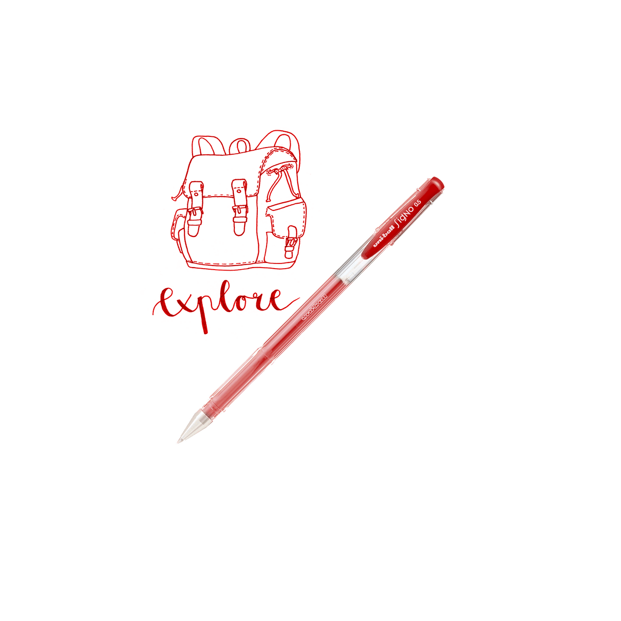 Bolígrafo gel Uniball UM-100 Signo 0,5 mm rojo-2