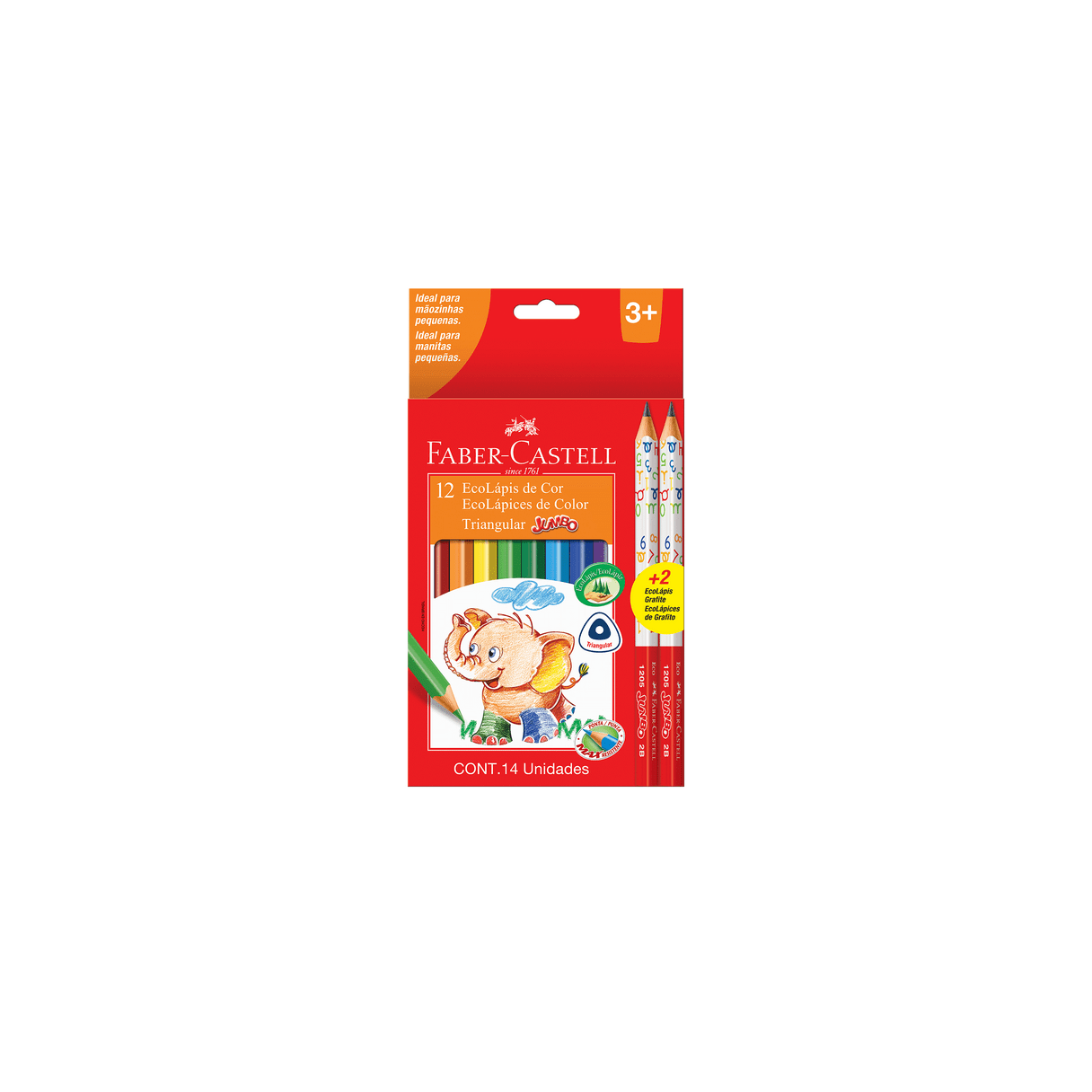 Lápices de color Faber-Castell Jumbo 12 colores triangular-1