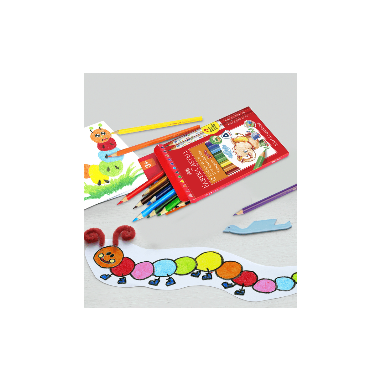 Lápices de color Faber-Castell Jumbo 12 colores triangular-2