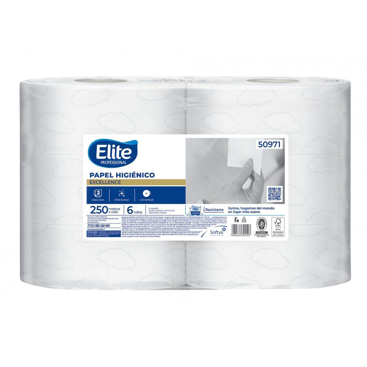 Papel higiénico Elite Excellence doble hoja 250 m 6 rollos-0