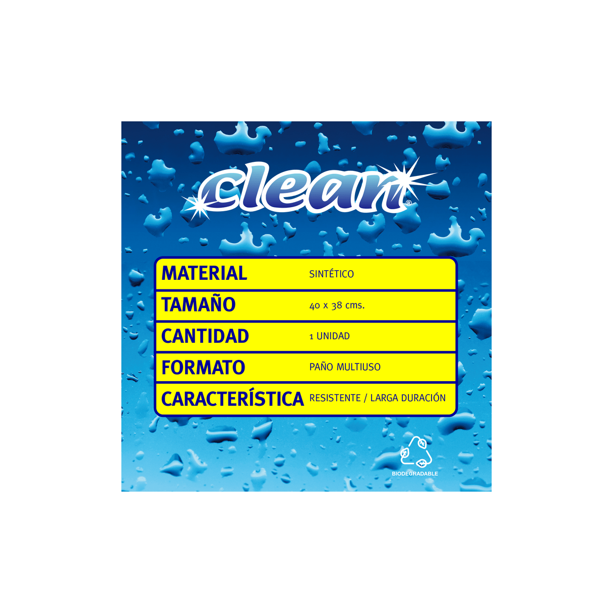 Paño multiuso Clean 40x38 cm absorbente amarillo-1