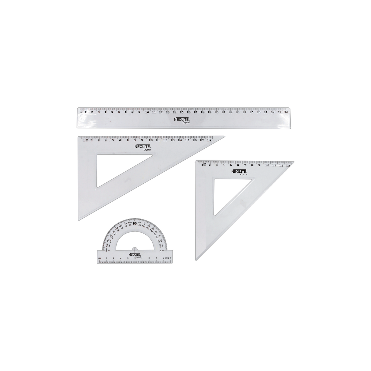 Set de geometría Neolite 4 piezas transparente 30 cm-1