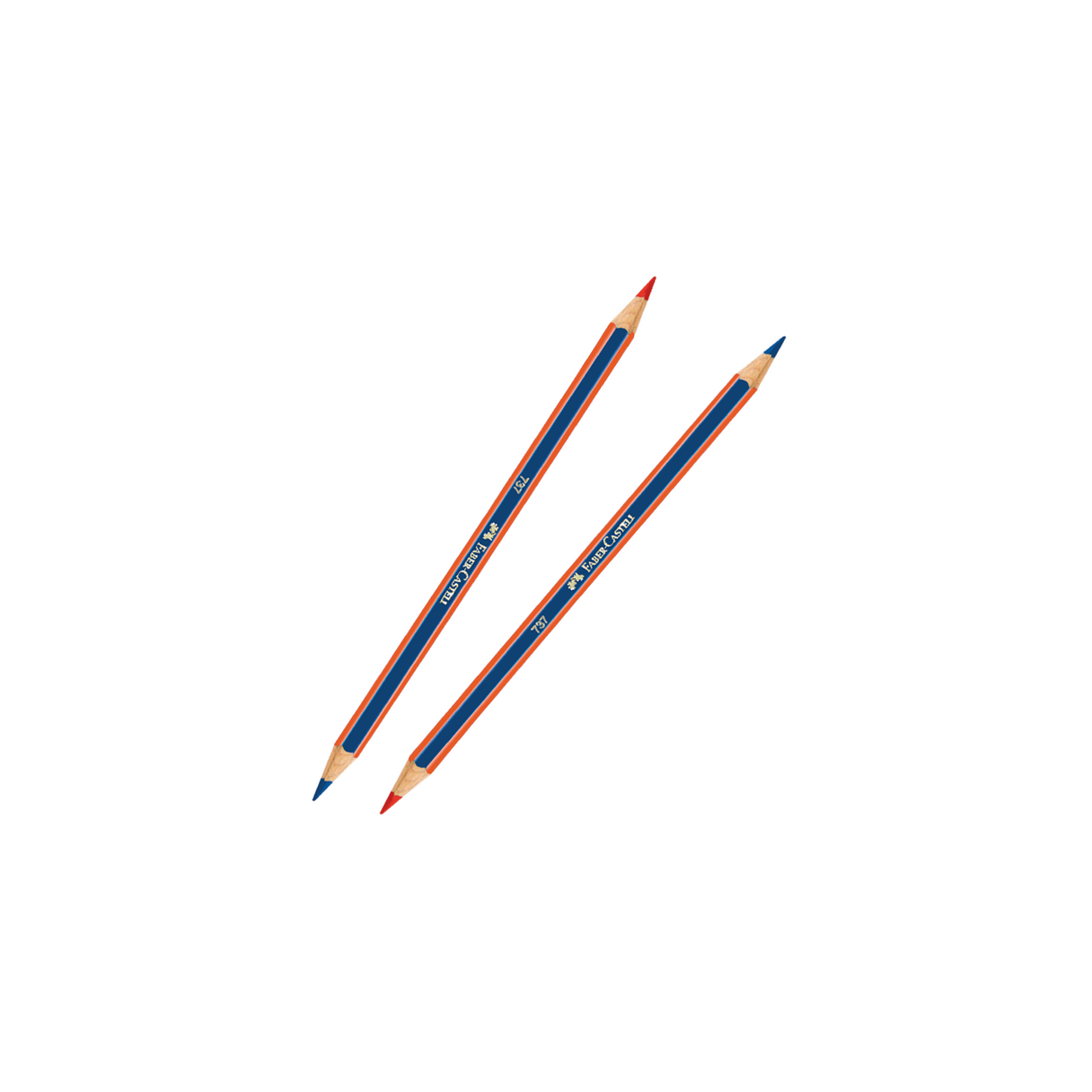 Lápiz bicolor Faber-Castell 737 con cuerpo triangular azul y rojo-1