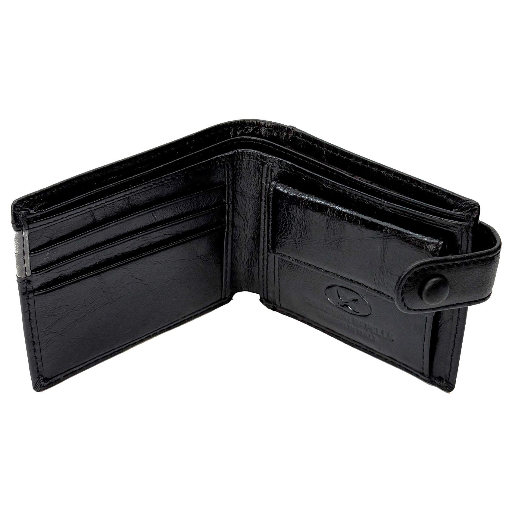 BILLETERA DE CUERO HOMBRE  STEFANO  663 NEGRO GINO RODINIS -2