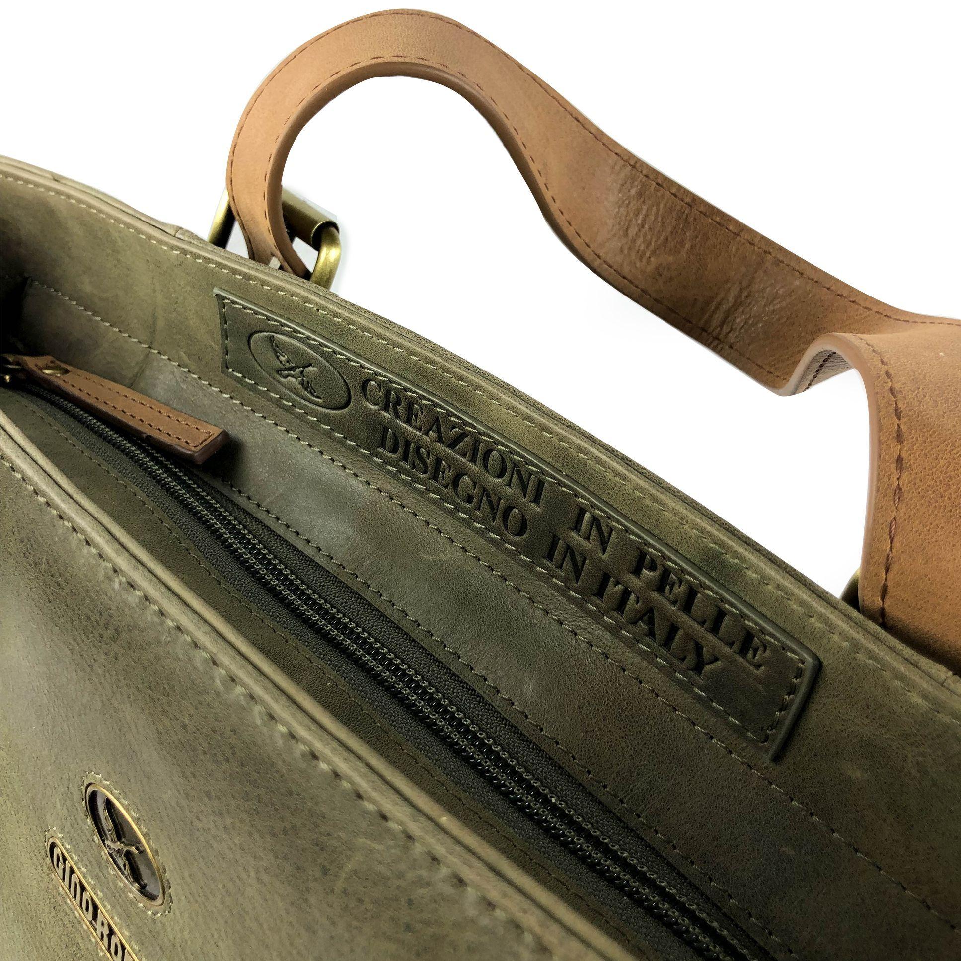 Tote Bag Gino Rodinis  2202 Verde Olivo/Tabaco-3