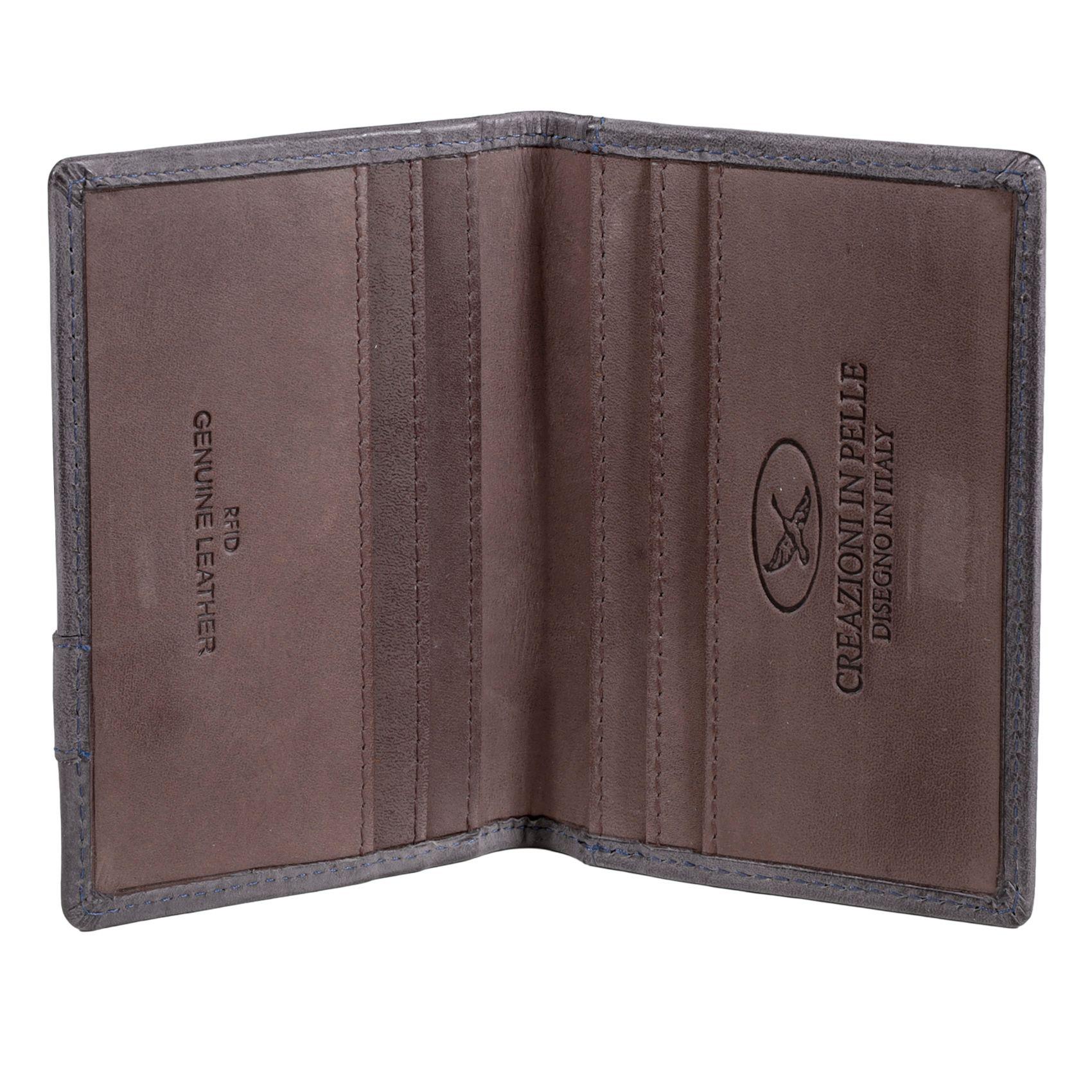 Tarjetero de cuero Hombre Texas 1.165 Gris/Marrón-2