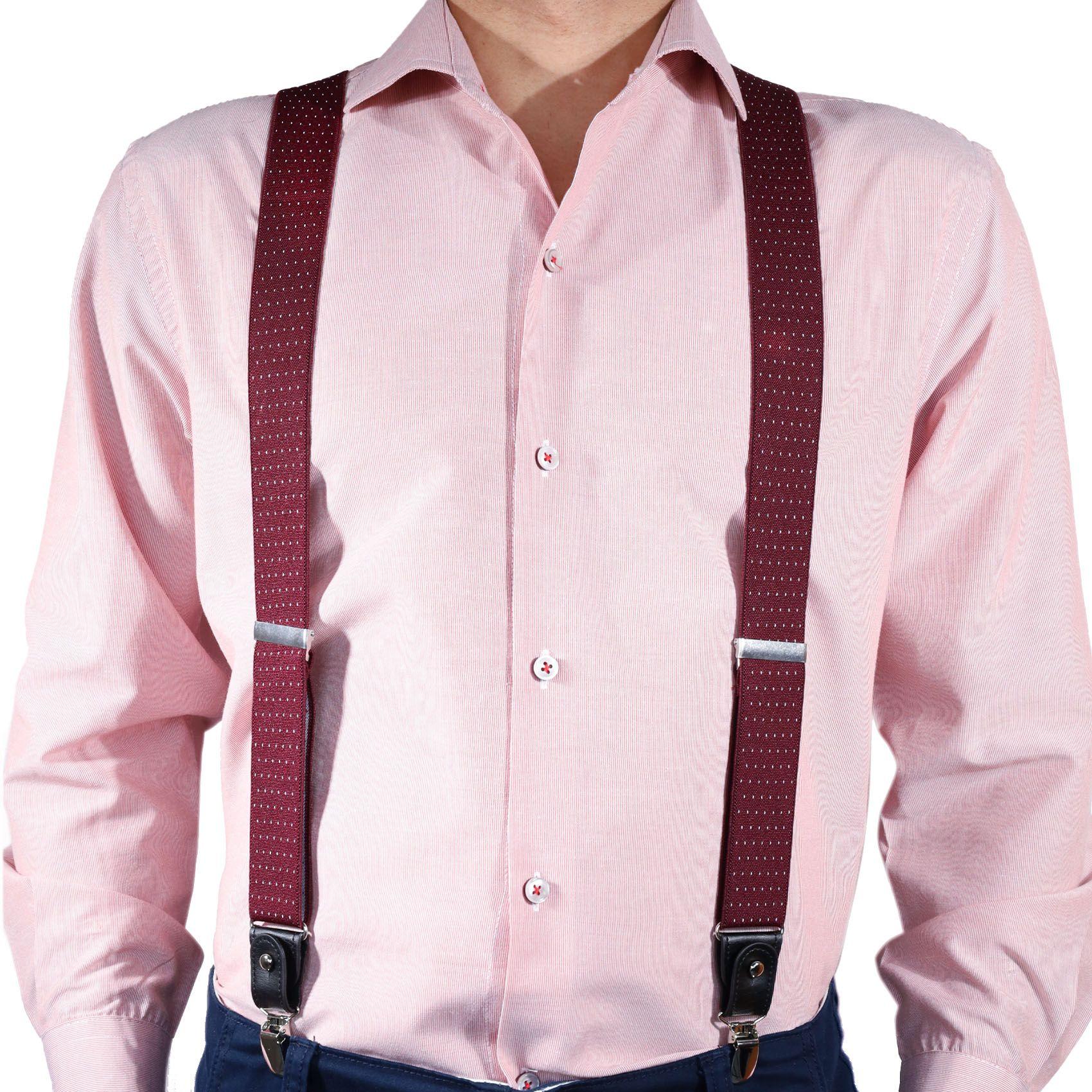 Suspensor para Hombre SP010 | Burdeo con rayas Blancas-4