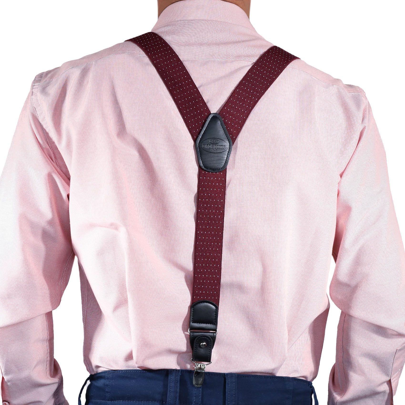 Suspensor para Hombre SP010 | Burdeo con rayas Blancas-5