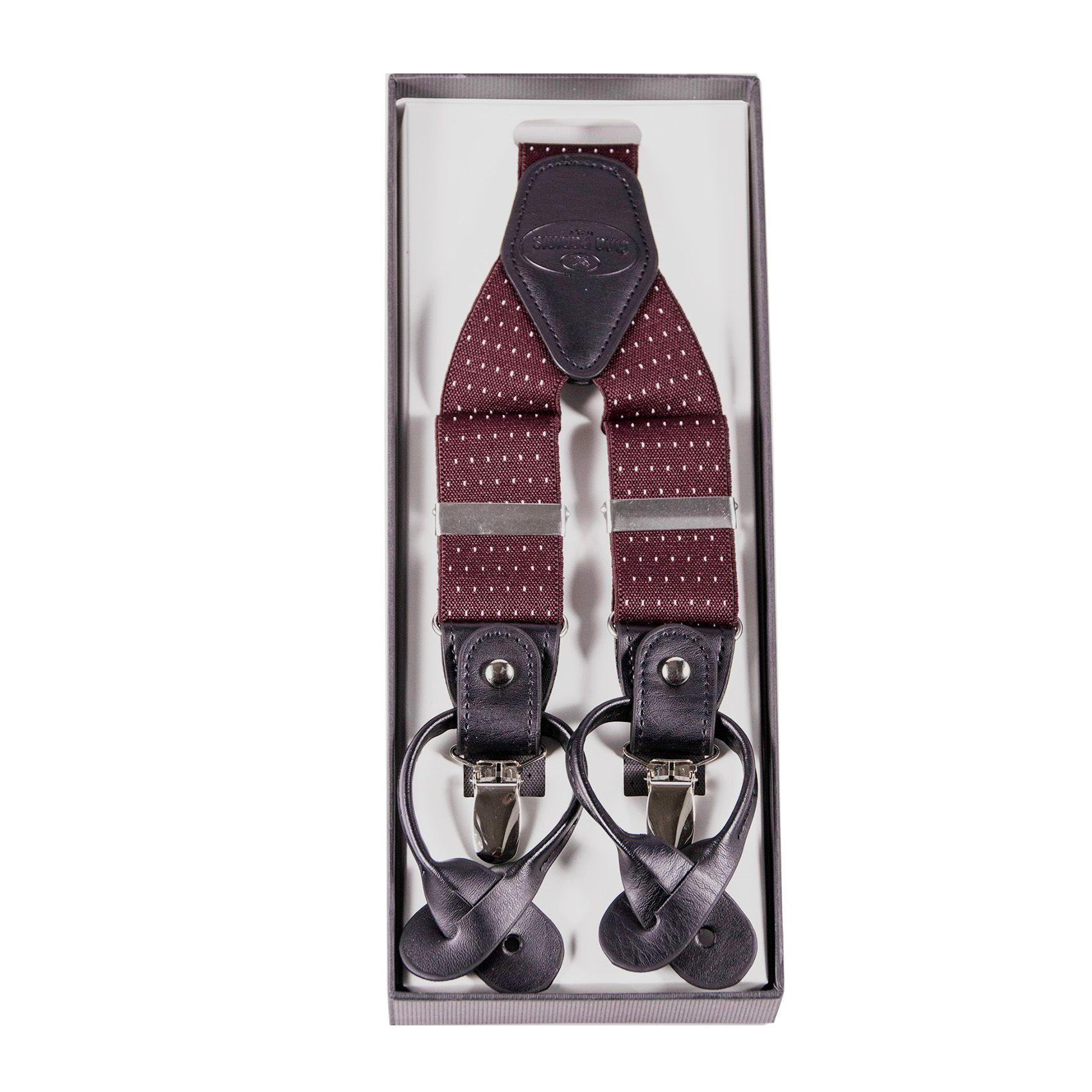 Suspensor para Hombre SP010 | Burdeo con rayas Blancas-6