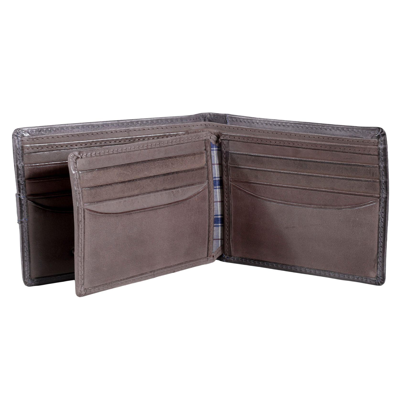 Billetera de cuero Hombre Texas 162 Gris/Marrón-3
