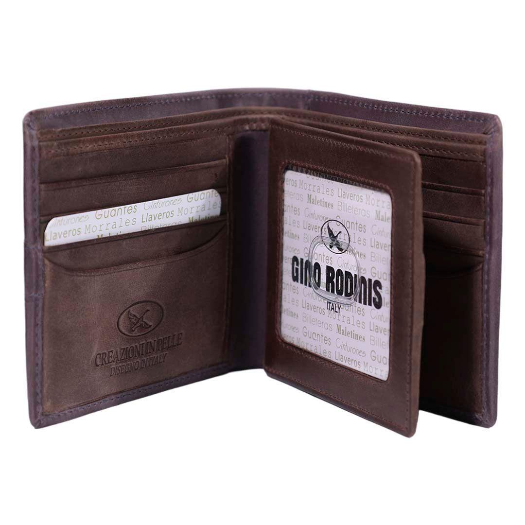 Billetera de cuero Hombre Texas 162 Gris/Marrón-2