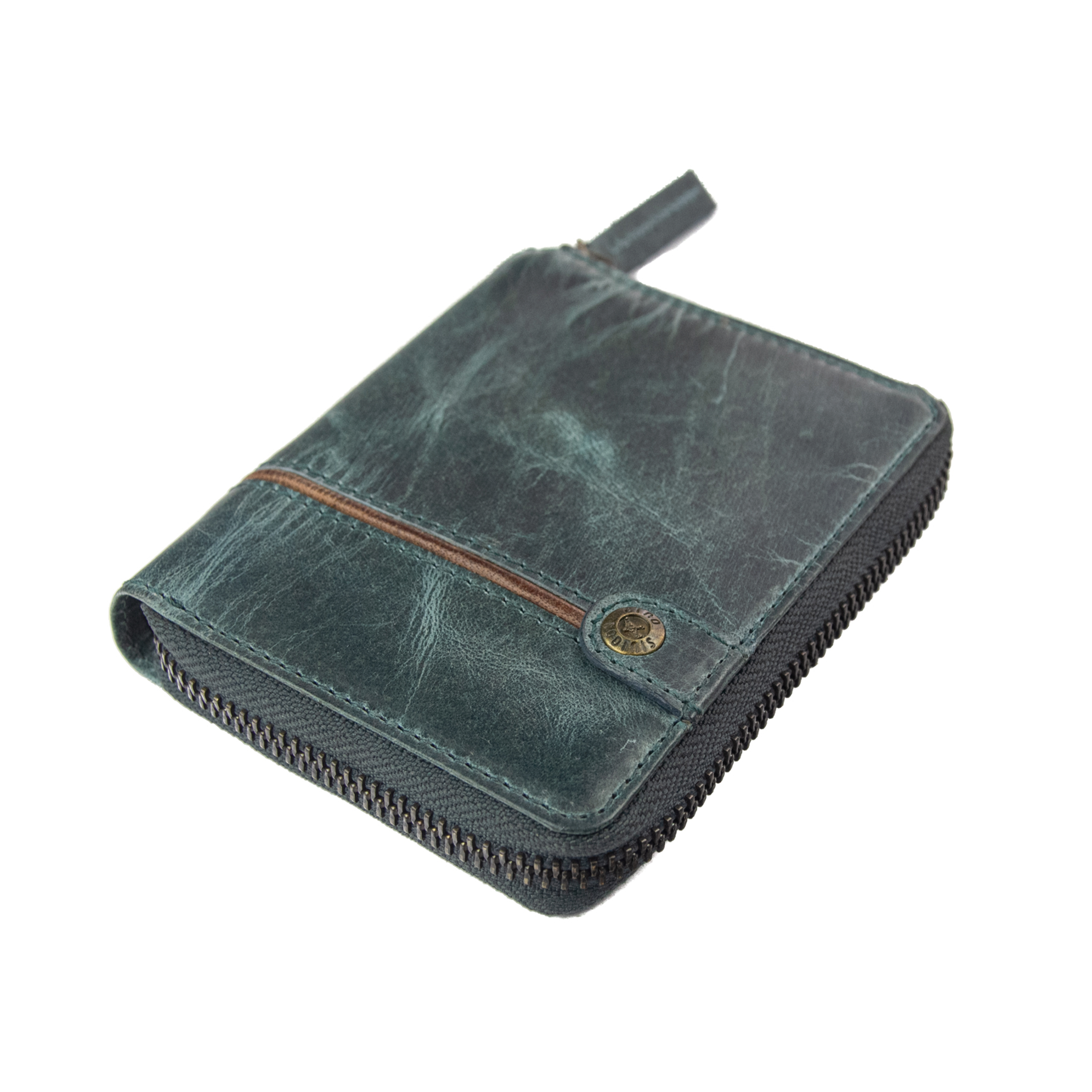 Billetera Gino Rodinis Texas 1.160 Turquesa/Marrón-3