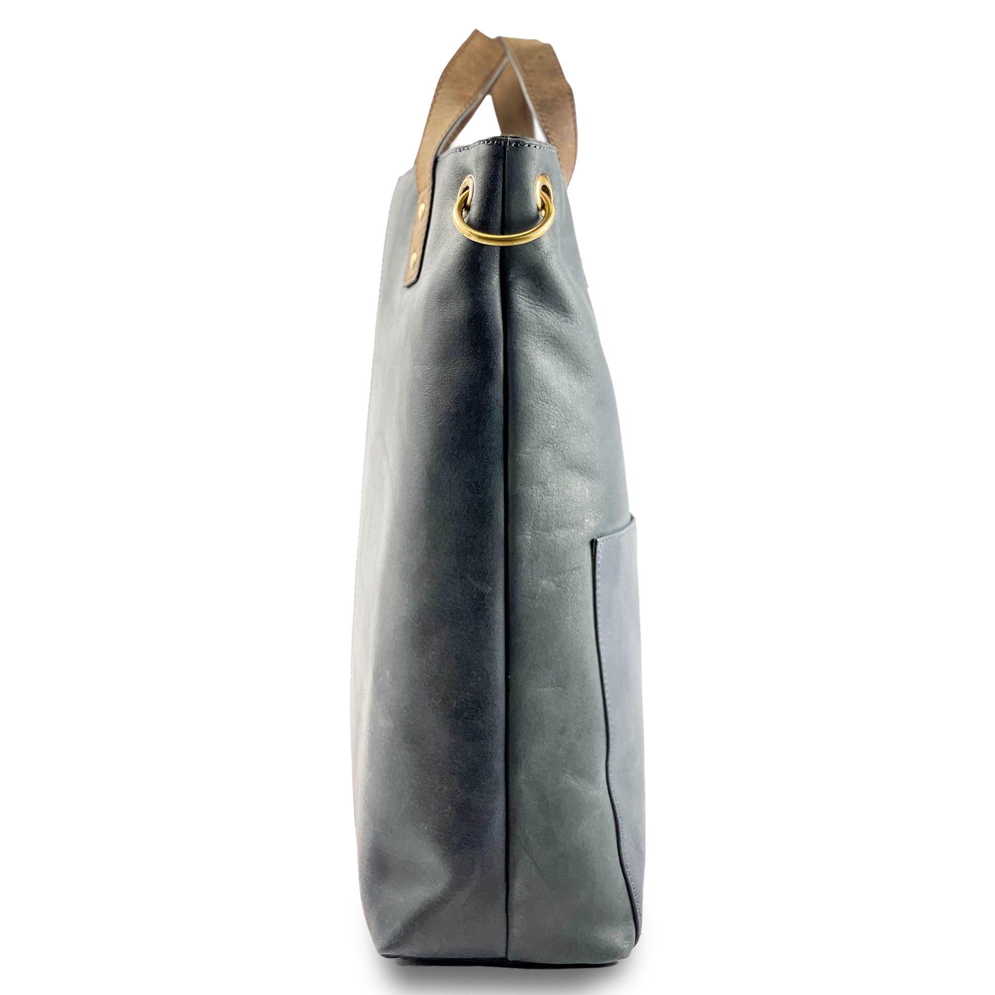 Cartera estilo Tote Bag Gino Rodinis 2201 Azul/Marrón-2