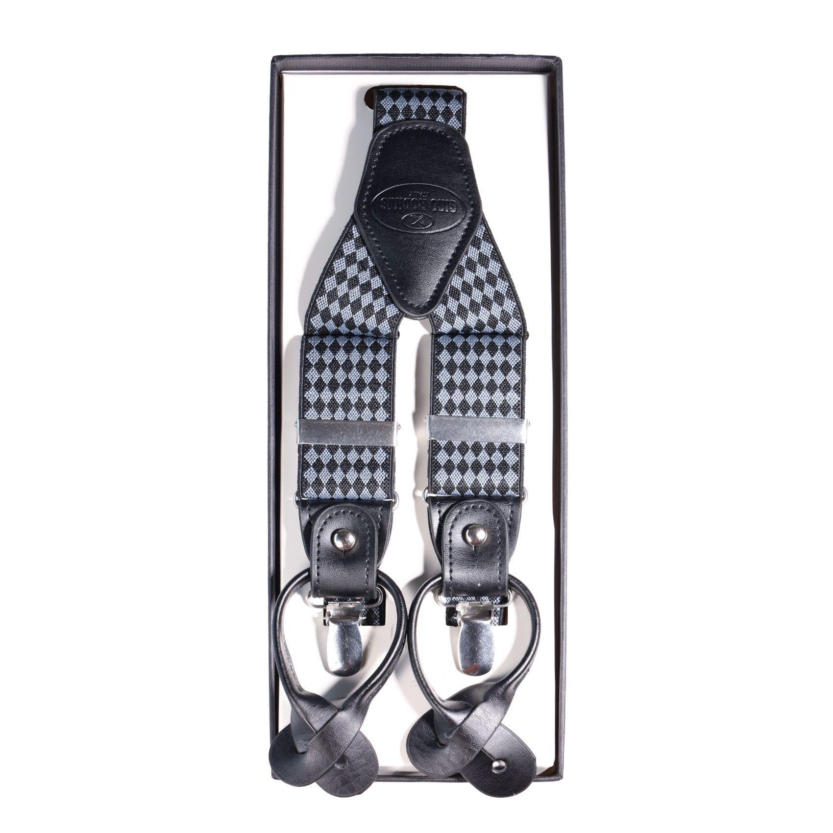 Suspensor Gino Rodinis Negro con rombos color Gris  SP015-4