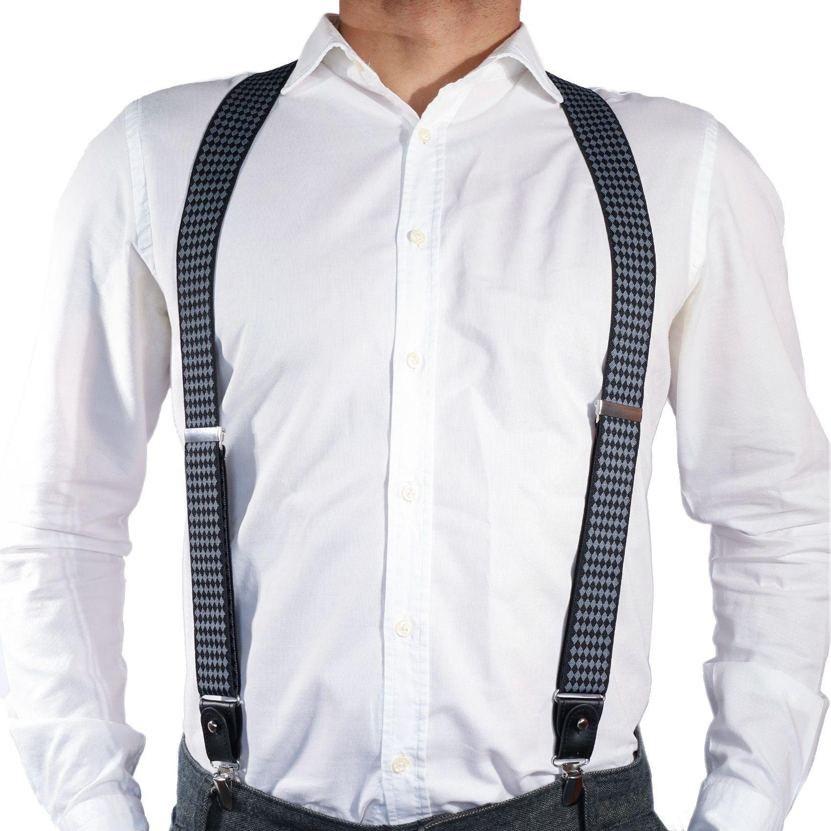 Suspensor Gino Rodinis Negro con rombos color Gris  SP015-5