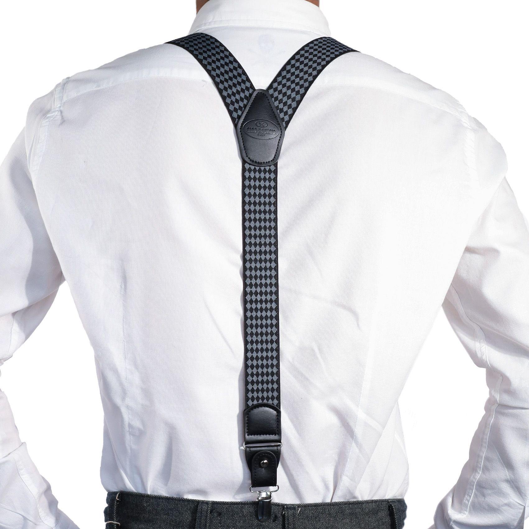 Suspensor Gino Rodinis Negro con rombos color Gris  SP015-6