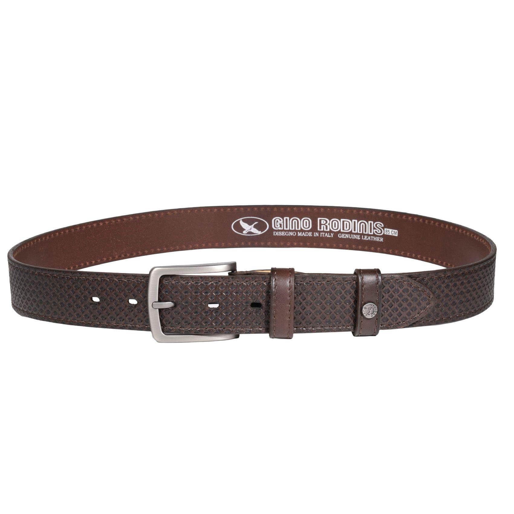 CINTURON CUERO HOMBRE  GINO RODINIS  2525  |  CAFÉ TALLA 90-2
