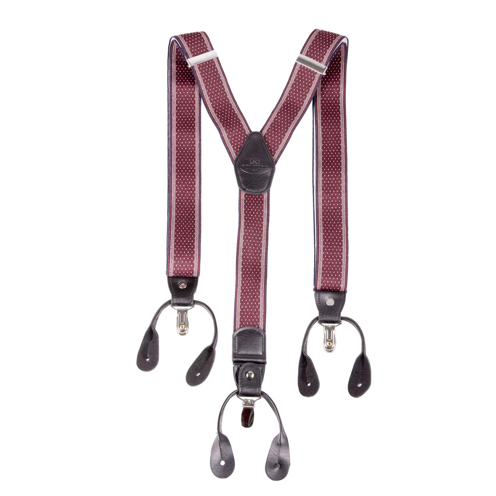 Suspensor para Hombre SP011 | Burdeo con rayas y pespuntes Blancos-0