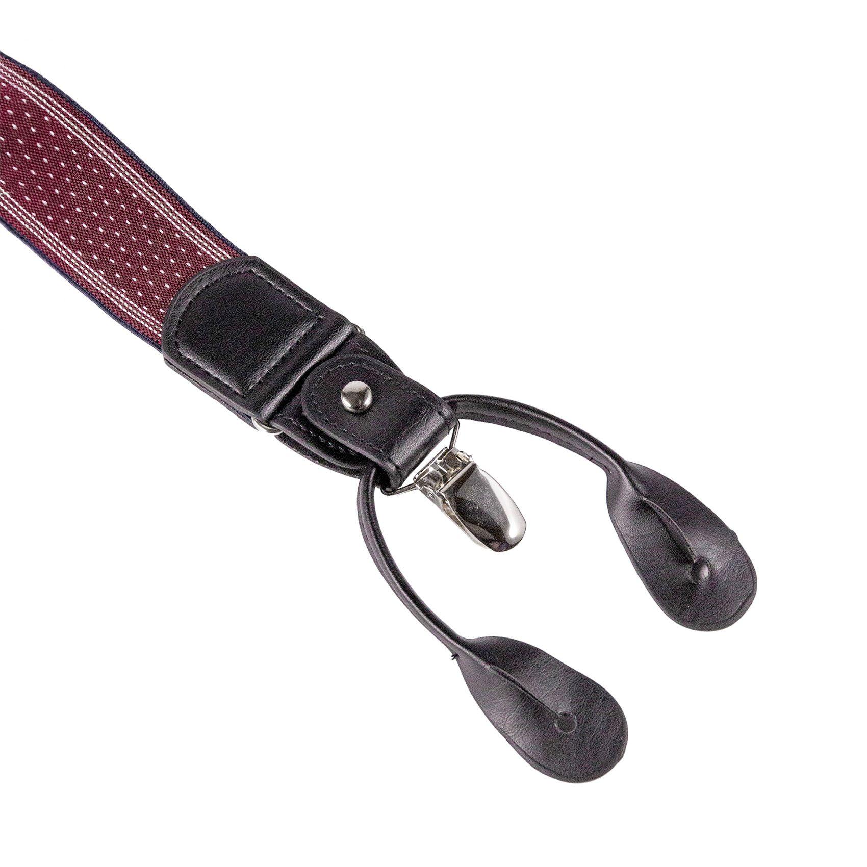 Suspensor para Hombre SP011 | Burdeo con rayas y pespuntes Blancos-2