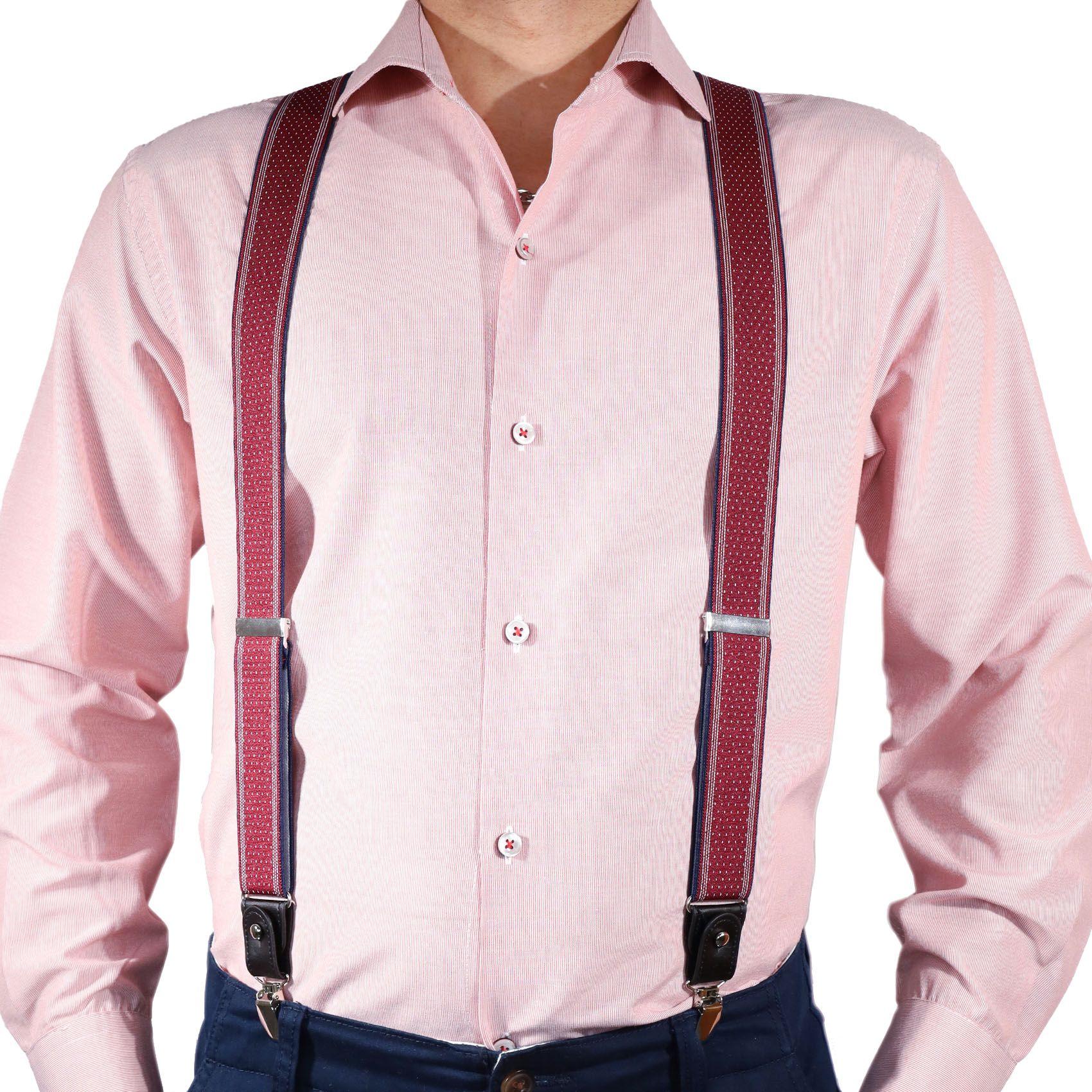 Suspensor para Hombre SP011 | Burdeo con rayas y pespuntes Blancos-4