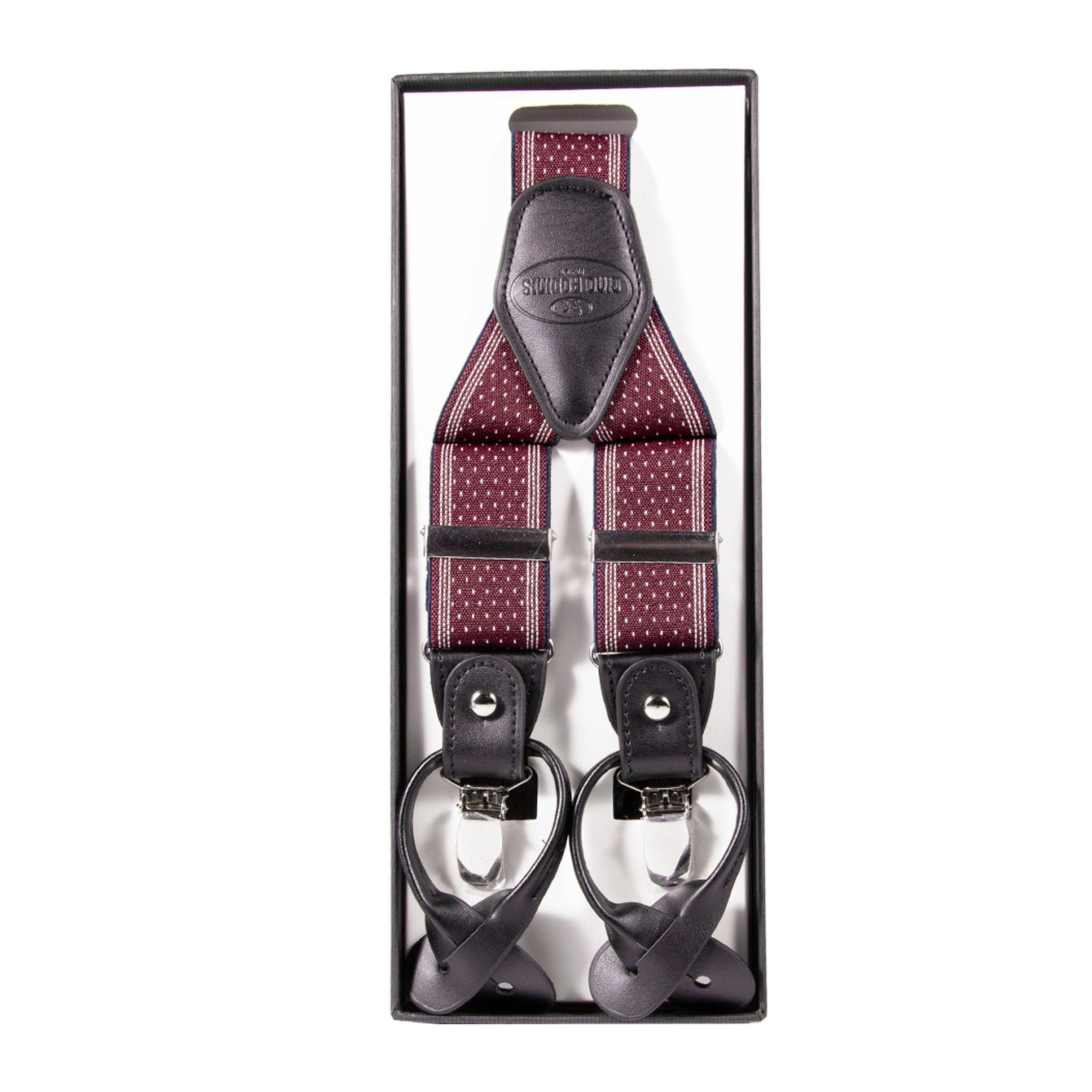 Suspensor para Hombre SP011 | Burdeo con rayas y pespuntes Blancos-6