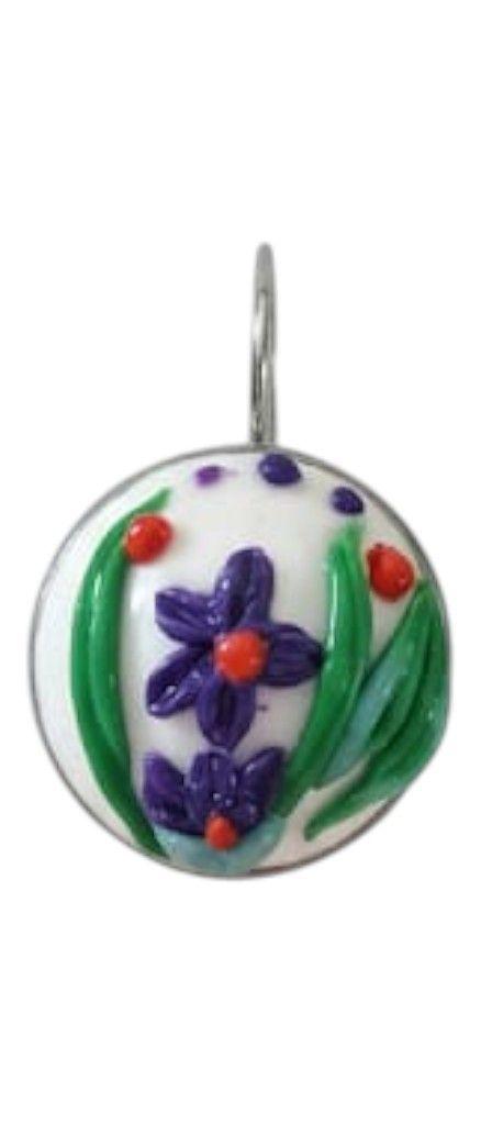 Aros florales de cer mica blanca pintados a mano Kawita Joyas-0