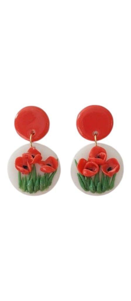 Aros Artesanales Amapolas en Relieve – Diseño Exclusivo Kawita-0