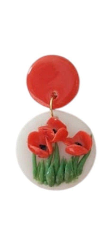 Aros Artesanales Amapolas en Relieve – Diseño Exclusivo Kawita-1