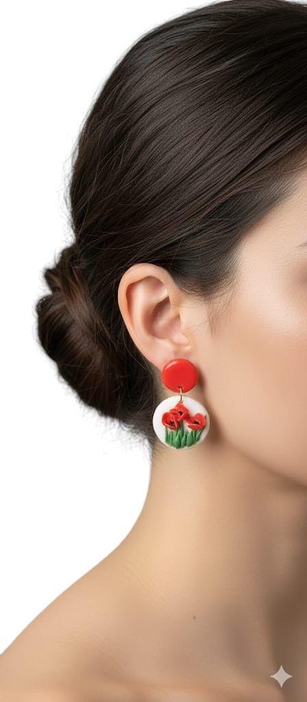 Aros Artesanales Amapolas en Relieve – Diseño Exclusivo Kawita-2
