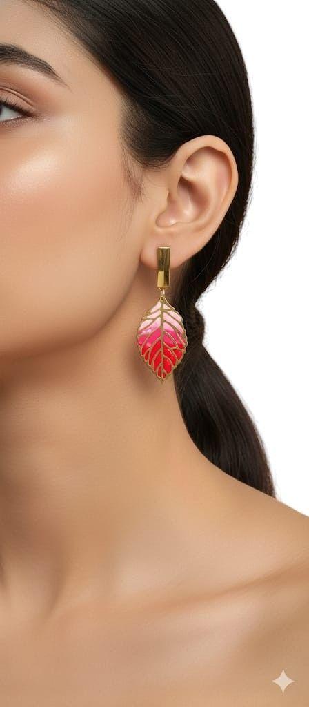 Aros Hoja Degradada Rosa & Rojo con Base Dorada – Kawita-2