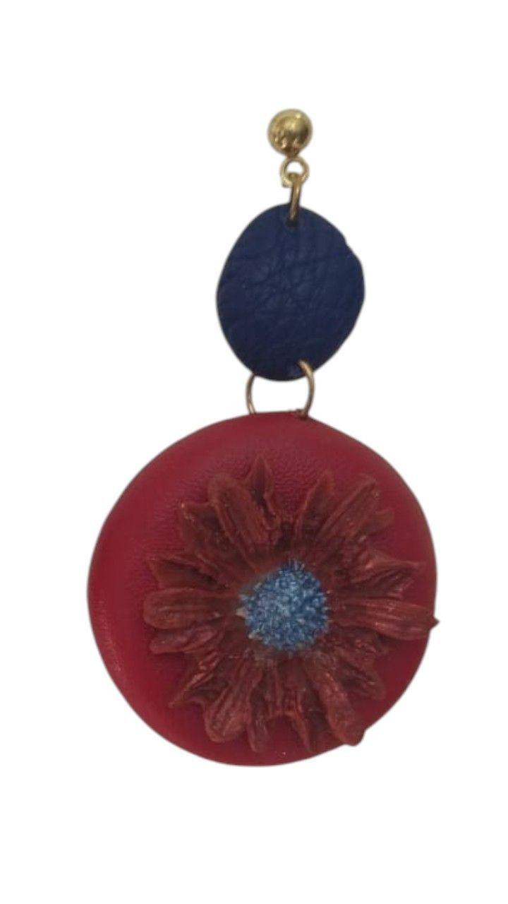 Pendientes Flor Encanto en Rojo y Azul-1