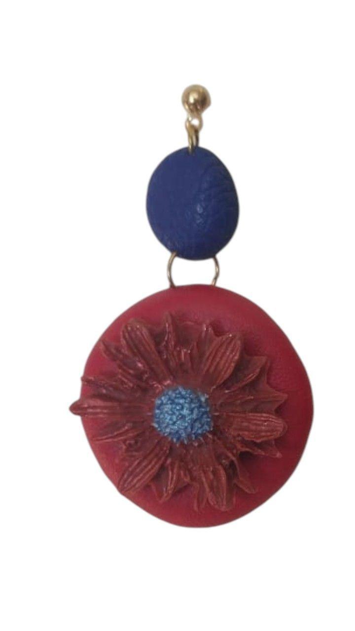 Pendientes Flor Encanto en Rojo y Azul-2