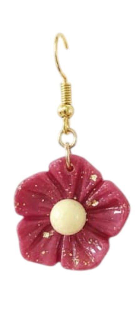 Aros Flor Rosada con Centro Marfil – Kawita-1