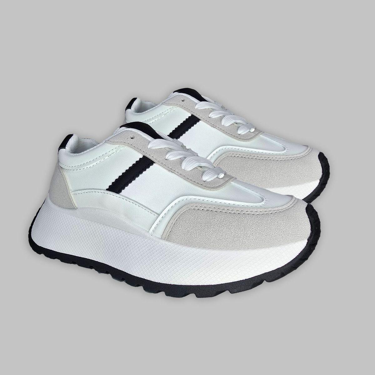 Zapatillas Plataforma Mujer | Urbanas Blancas de Moda - 7684-2