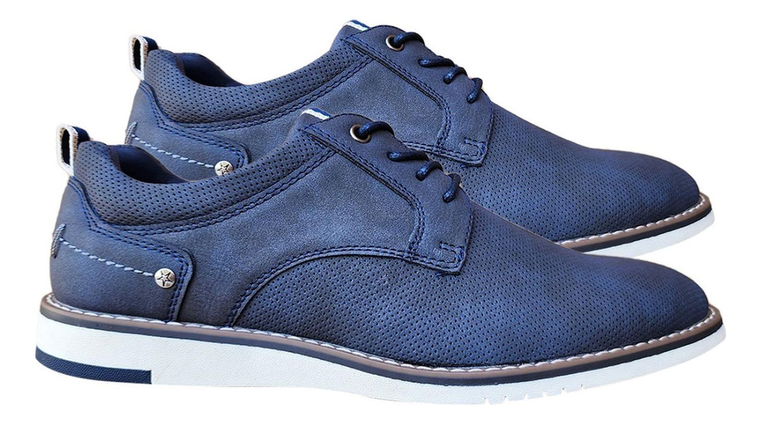 Zapatos Casuales Semi-formales Para Caballeros Blue 7433-2