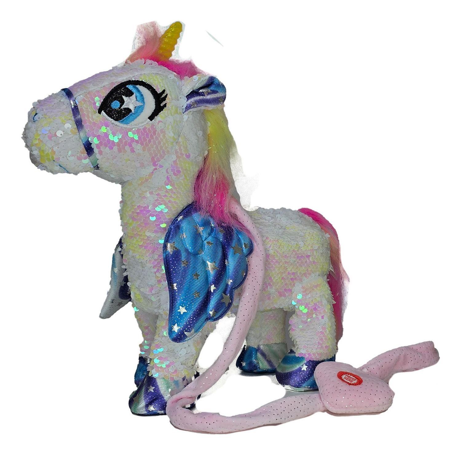 Unicornio Musical Y Bailarin Con Brillos Y Alas 35cm Blanco-0