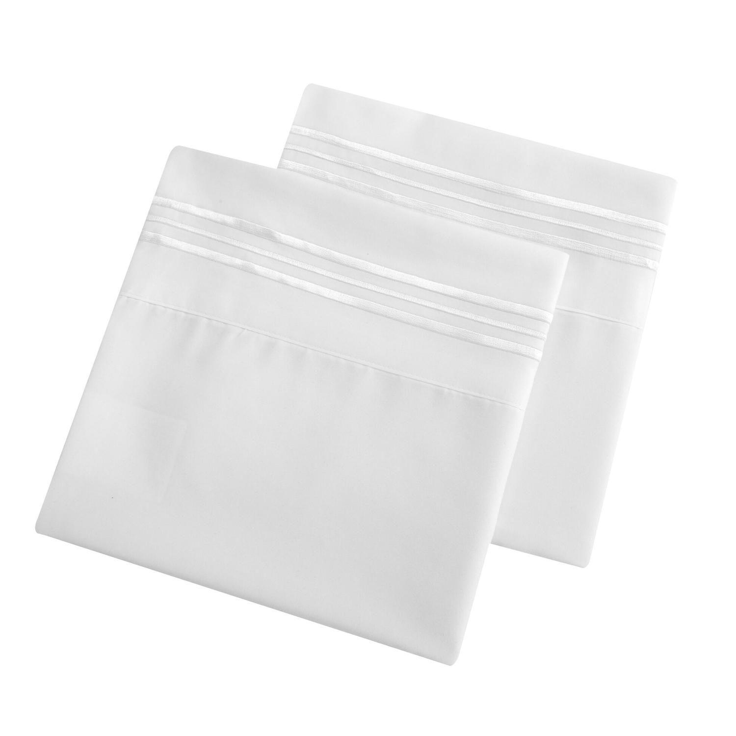 Sábanas Blancas Premium 2 Plazas Queen + Fundas Bordadas - Microfibra-3