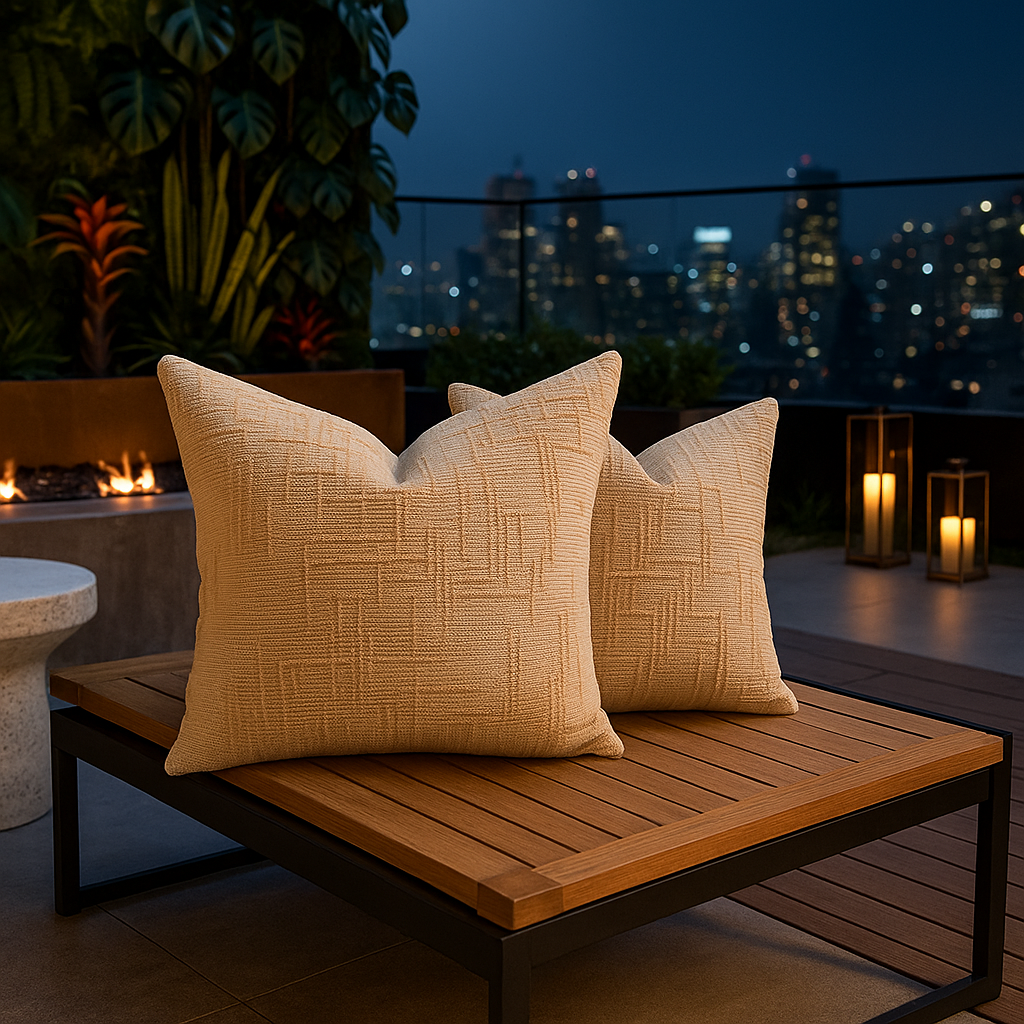 Pack 2 fundas de almohadón chenille crema 45x45 living dormitorio 744-3