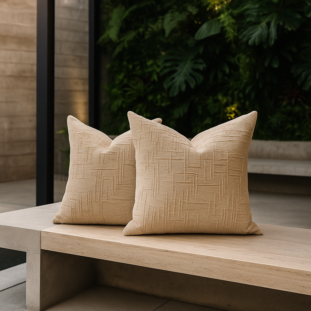 Pack 2 fundas de almohadón chenille crema 45x45 living dormitorio 744-4