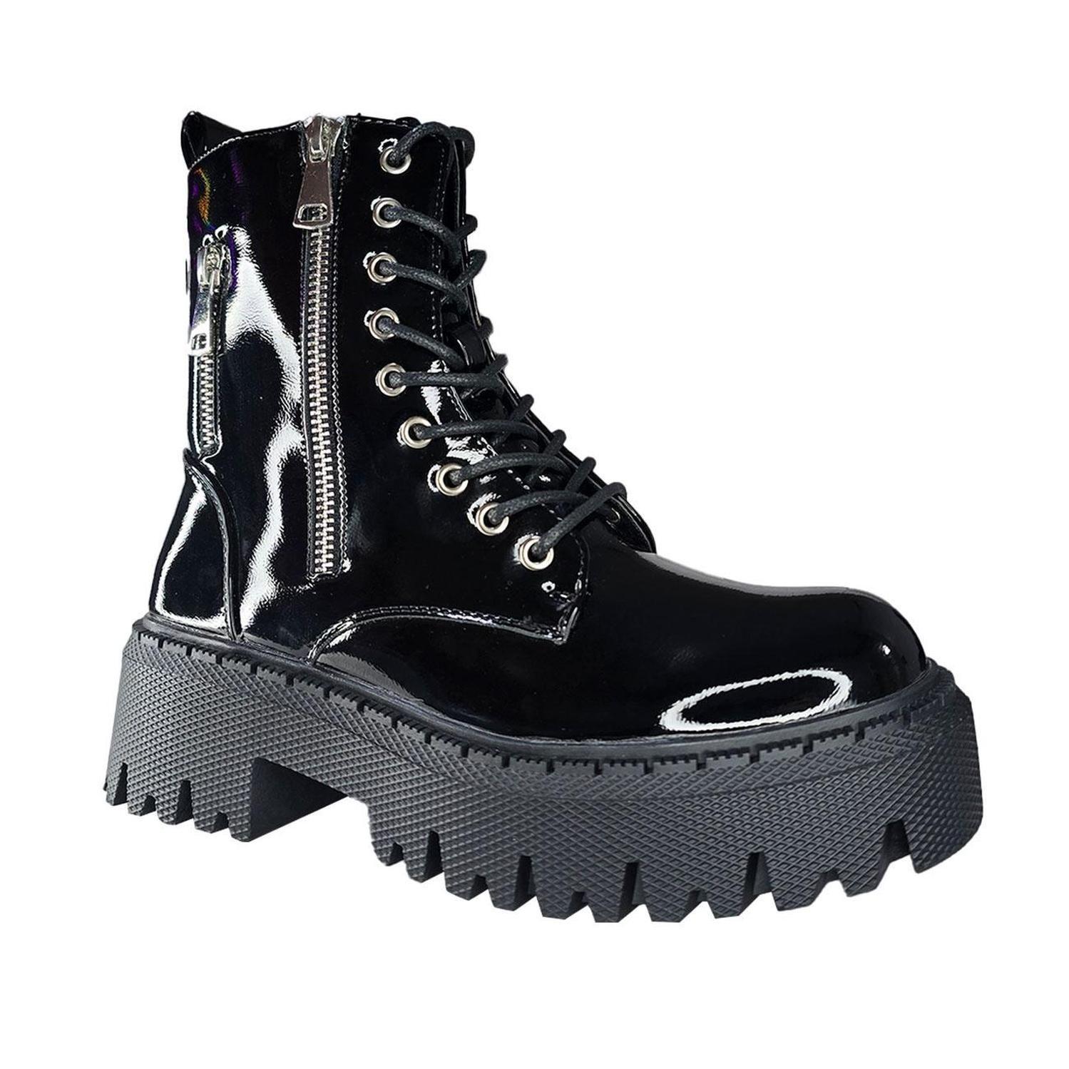 Botines Negros con Plataforma Mujer Tendencia y Confort 7532-2