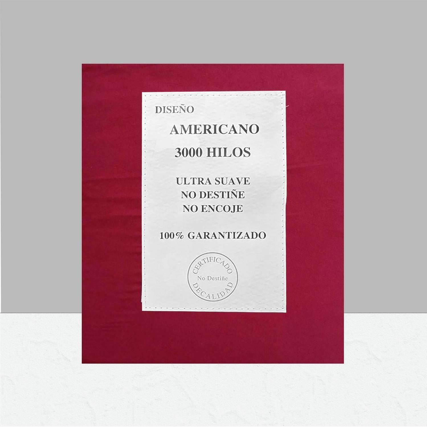 Sábanas 3000 Hilos 1.5 plazas Diseño Americano Burdeo-3